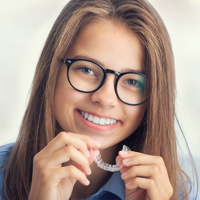 A girl with invisalign 
